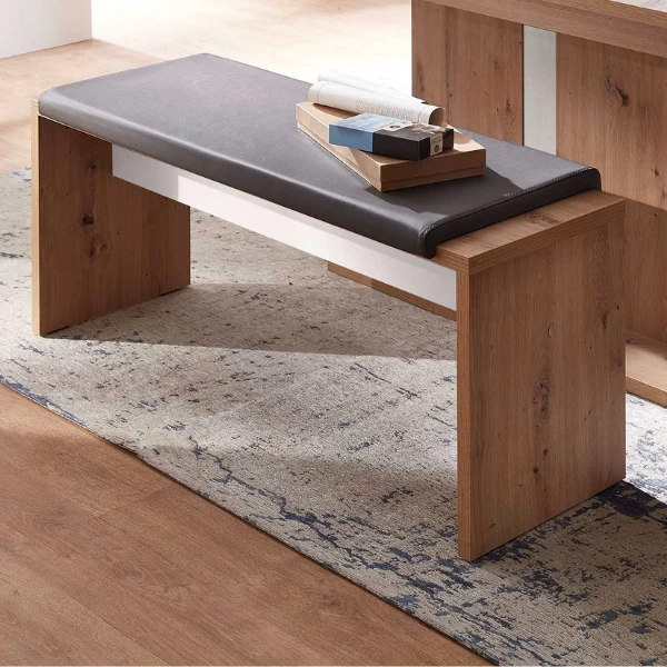 Eetkamerbank Lorna 130cm - Eik/antraciet/wit 3 Eetkamerbank Lorna 130cm - Eik/antraciet/wit