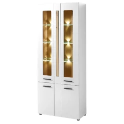 Vitrinekast Lorna 80cm 4 Deuren Met Verlichting - Wit/eik -Songmics Winkel Ontwerp zonder titel 2022 08 29T134640.609 f70a