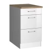 Keukenonderkast Ragnar 50cm Met 3 Lades - Wit/eik