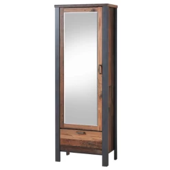 Garderobekast Carthago 69cm Met 1 Deur & 1 Lade - Oude Eik/antraciet