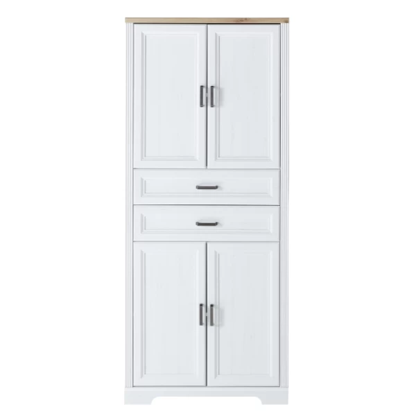 Dossierkast Samine Met 4 Deuren & 2 Lades - Wit/eik 3 Dossierkast Samine Met 4 Deuren & 2 Lades - Wit/eik