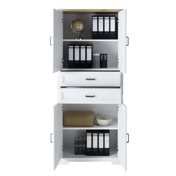 Dossierkast Samine Met 4 Deuren & 2 Lades - Wit/eik 6 Dossierkast Samine Met 4 Deuren & 2 Lades - Wit/eik - Afbeelding 4