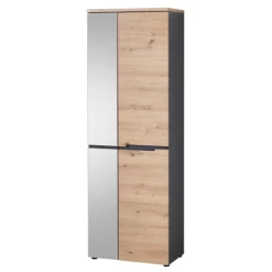 Garderobekast Medina Met Spiegel 2 Deuren - Eik/antraciet