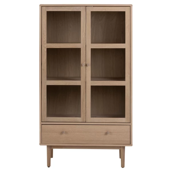 Vitrinekast Aston 145 Cm 2 Deuren & 1 Lade - Witte Eik 12 Vitrinekast Aston 145 Cm 2 Deuren & 1 Lade - Witte Eik - Afbeelding 10