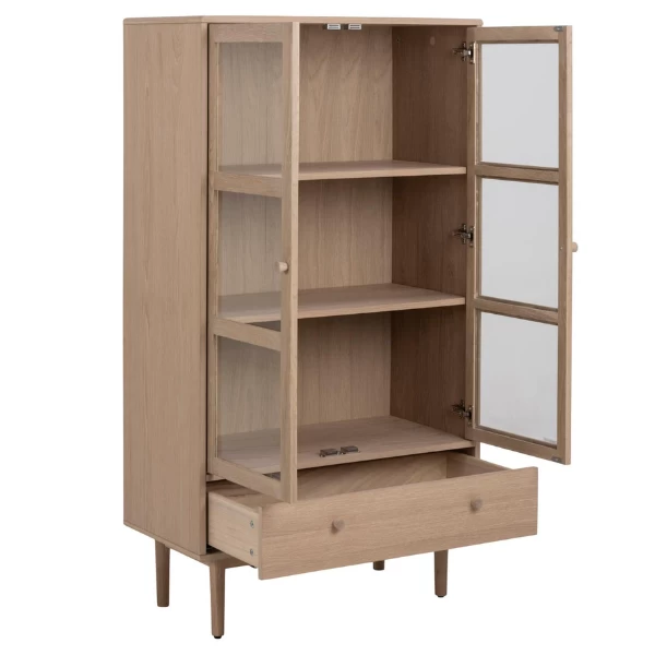 Vitrinekast Aston 145 Cm 2 Deuren & 1 Lade - Witte Eik 11 Vitrinekast Aston 145 Cm 2 Deuren & 1 Lade - Witte Eik - Afbeelding 9