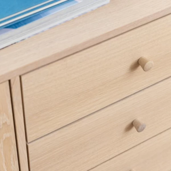 Dressoir Aston 160x40 Cm 2 Deuren & 3 Lades - Witte Eik 4 Dressoir Aston 160x40 Cm 2 Deuren & 3 Lades - Witte Eik - Afbeelding 2