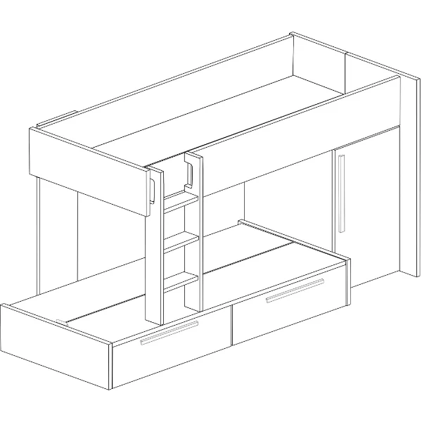 Stapelbed Fleur Met Kast & Lades - Grijs 6 Stapelbed Fleur Met Kast & Lades - Grijs - Afbeelding 4