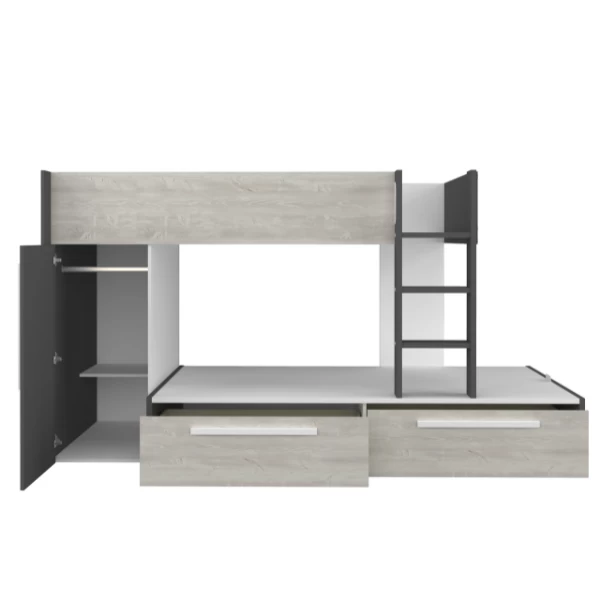 Stapelbed Fleur Met Kast & Lades - Grijs 11 Stapelbed Fleur Met Kast & Lades - Grijs - Afbeelding 9