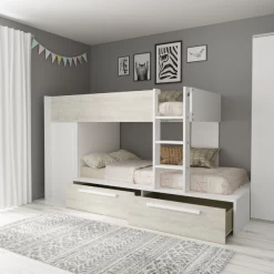 Stapelbed Fleur Met Kast & Lades - Wit