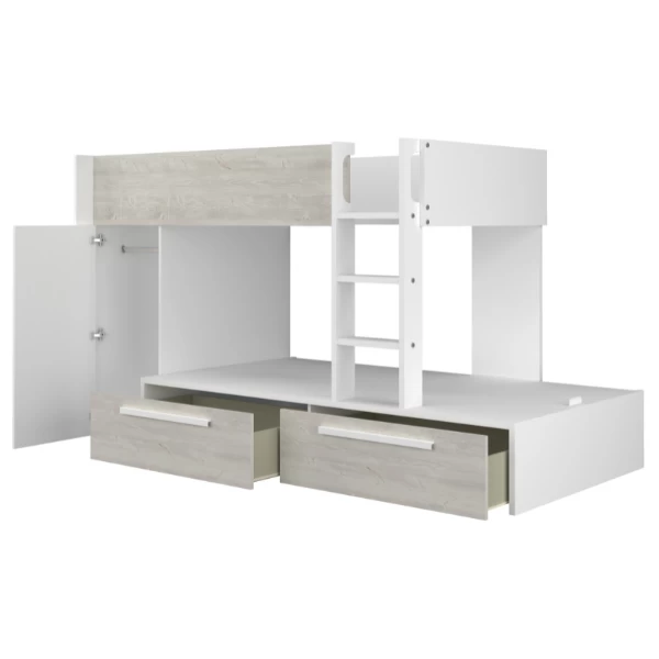 Stapelbed Fleur Met Kast & Lades - Wit 11 Stapelbed Fleur Met Kast & Lades - Wit - Afbeelding 9