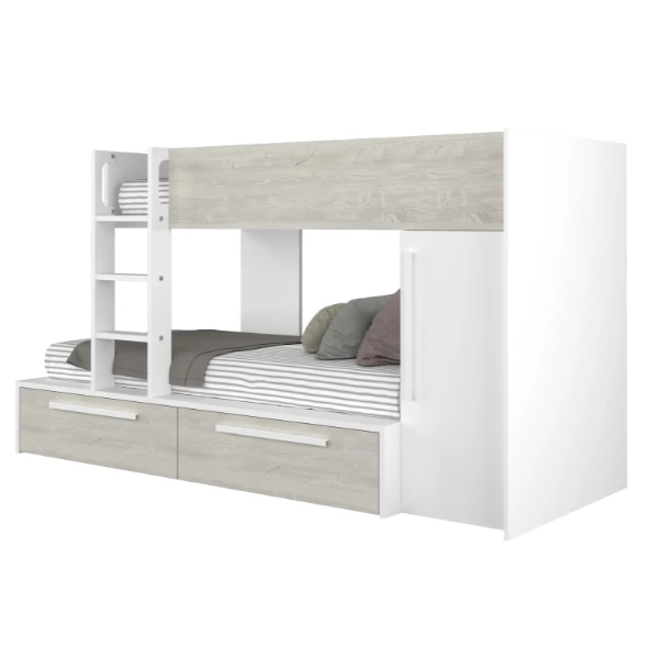 Stapelbed Fleur Met Kast & Lades - Wit 8 Stapelbed Fleur Met Kast & Lades - Wit - Afbeelding 6