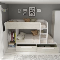 Stapelbed Fleur Met Kast & Lades - Wit 17 Stapelbed Fleur Met Kast & Lades - Wit -Songmics Winkel Ontwerp zonder titel 2022 10 24T135727.348 b37a