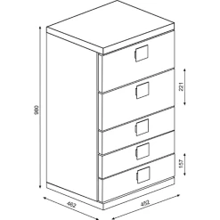 Ladekast Bo0 98 Cm Met 5 Lades - Grenen/ Blauw -Songmics Winkel Ontwerp zonder titel 2022 10 24T164352.131 98ce