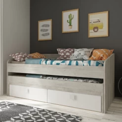 Bed Bo12 Met Onderschuifbed En 2 Lades - Wit
