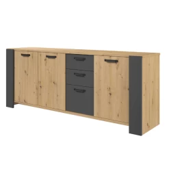 Commode Londen-220cm-3 Draaideuren,3 Lades, 2 Legplanken-eik/donkergrijs -Songmics Winkel Ontwerp zonder titel 2022 10 26T115429.425 e720