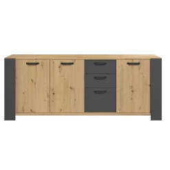 Commode Londen-220cm-3 Draaideuren,3 Lades, 2 Legplanken-eik/donkergrijs -Songmics Winkel Ontwerp zonder titel 2022 10 26T115459.254 979f