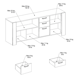 Commode Londen-220cm-3 Draaideuren,3 Lades, 2 Legplanken-eik/donkergrijs -Songmics Winkel Ontwerp zonder titel 2022 10 26T115831.149 8e13