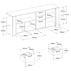 Commode Londen-220cm-3 Draaideuren,3 Lades, 2 Legplanken-eik/donkergrijs -Songmics Winkel Ontwerp zonder titel 2022 10 26T115850.423 5b1c