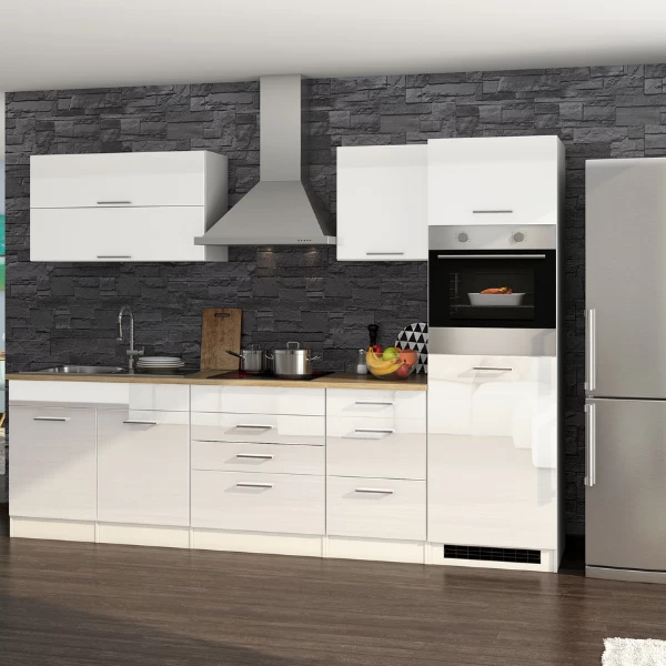 Kitchenette Ragnar 290cm Met Oven - Hoogglans Wit 3 Kitchenette Ragnar 290cm Met Oven - Hoogglans Wit