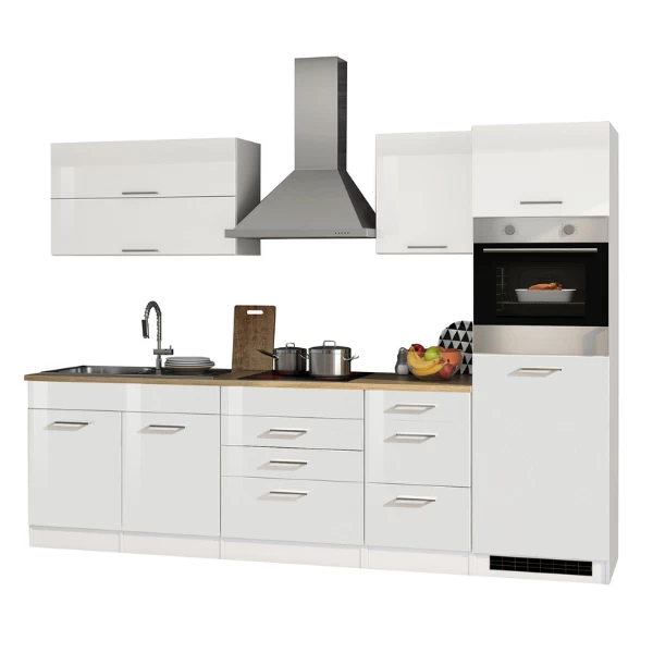 Kitchenette Ragnar 290cm Met Oven - Hoogglans Wit 16 Kitchenette Ragnar 290cm Met Oven - Hoogglans Wit - Afbeelding 14