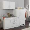 Kitchenette Toto 190cm Met Kookplaat En Koelkast - Wit/marmer