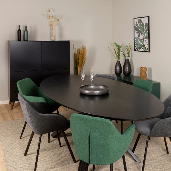 Ovale Eettafel Ariadne 240x120 Cm-zwarte Es 4 Ovale Eettafel Ariadne 240x120 Cm-zwarte Es - Afbeelding 2