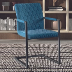 Eetkamerstoel Britt-blauw Velours