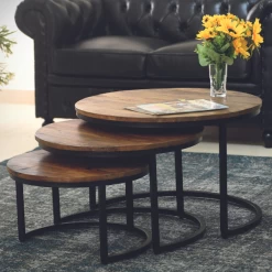 Set Van 3 Salontafels Gaja-magnoliahout