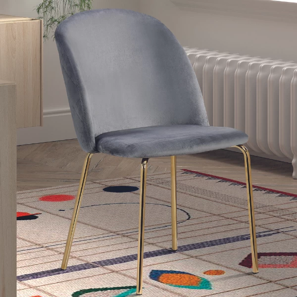 Eetkamerstoel Lucinda-grijs/goud 3 Eetkamerstoel Lucinda-grijs/goud