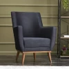 Stijlvolle En Comfortabele Wing Chair | Antraciet Fluweel | Beukenhouten Poten
