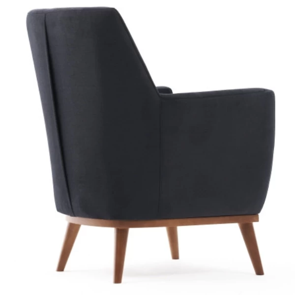 Stijlvolle En Comfortabele Wing Chair | Antraciet Fluweel | Beukenhouten Poten 6 Stijlvolle En Comfortabele Wing Chair | Antraciet Fluweel | Beukenhouten Poten - Afbeelding 4