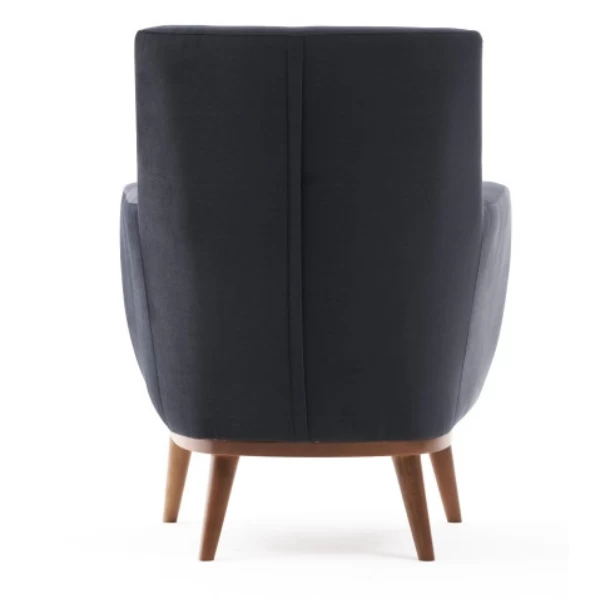 Stijlvolle En Comfortabele Wing Chair | Antraciet Fluweel | Beukenhouten Poten 4 Stijlvolle En Comfortabele Wing Chair | Antraciet Fluweel | Beukenhouten Poten - Afbeelding 2