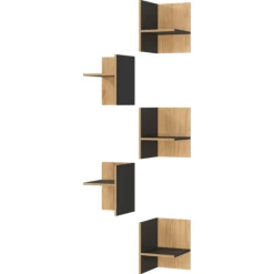 Inzetstuk Voor Open Archiefkast Robert (5 Stuks) - Antraciet/eik