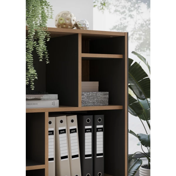 Inzetstuk Voor Open Archiefkast Robert (5 Stuks) - Antraciet/eik 6 Inzetstuk Voor Open Archiefkast Robert (5 Stuks) - Antraciet/eik - Afbeelding 4