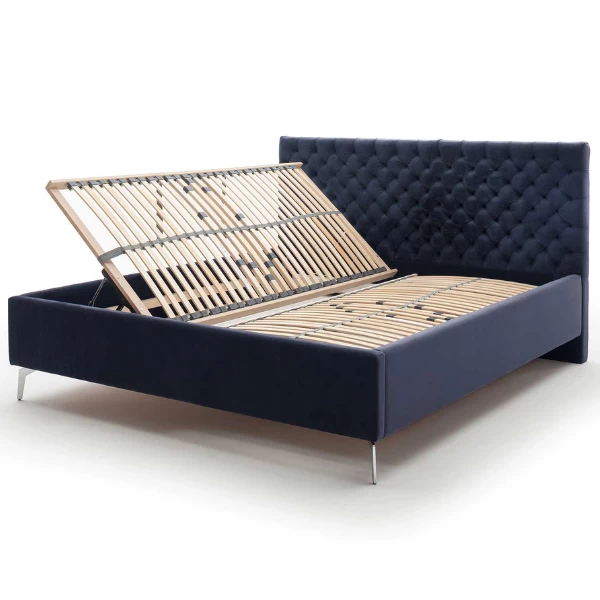 Tweepersoonsbed Janice Met Opbergruimte 160x200cm - Donkerblauw/chroom 8 Tweepersoonsbed Janice Met Opbergruimte 160x200cm - Donkerblauw/chroom - Afbeelding 6