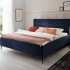 Tweepersoonsbed Janice Met Opbergruimte 180x200cm - Donkerblauw/zwart