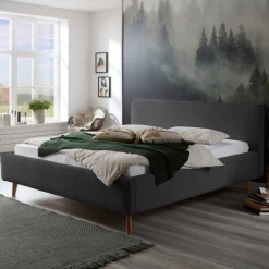 Tweepersoonsbed Madras 180x200cm Ribfluweel - Antraciet