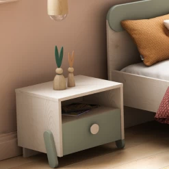 Nachtkastje Ilyas-Topanga Eik/grijsgroen