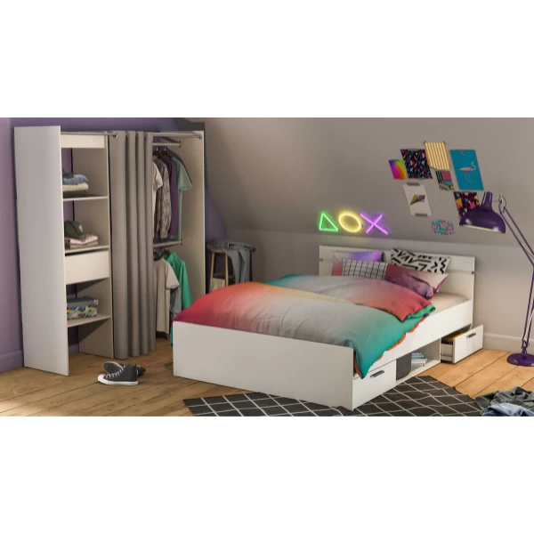 Bed Micheline 140 X 200 Cm-mat Wit 4 Bed Micheline 140 X 200 Cm-mat Wit - Afbeelding 2