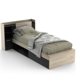 Bed Liva 90 X 190 Cm-Kronberg Eik/matzwart