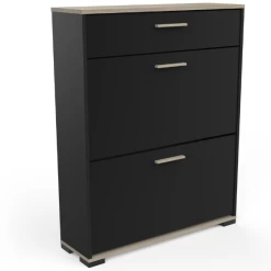 Schoenenkast Liva 2 Opklapdeuren En 1 Lade-Kronberg Eik/matzwart