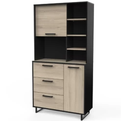 Buffetkast Norma 2 Draaideuren, 4 Legplanken, 3 Lades En 1 Open Vak-Kronberg Eik/matzwart -Songmics Winkel Ontwerp zonder titel 2023 05 10T081427.523 5c3d