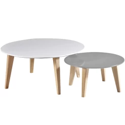 Set Van 2 Salontafels Reinhart 78 X 78 X35.5 Cm, 55 X 55 X 28 Cm-grijs/mat Wit/dennenhout -Songmics Winkel Ontwerp zonder titel 2023 05 10T084310.103 88ca