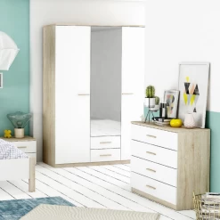 Ladekast Seliena 4 Lades-Geborstelde Eik/mat Wit -Songmics Winkel Ontwerp zonder titel 2023 05 10T161823.694 58bc