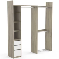 Verstelbare Kleerkast Swift 3 Kledingroedes, 3 Legplanken, 1 Schoenenrek, 1 Hoedenplank En 3 Lades-Kronberg Eik/mat Wit -Songmics Winkel Ontwerp zonder titel 2023 05 11T103050.697 f777