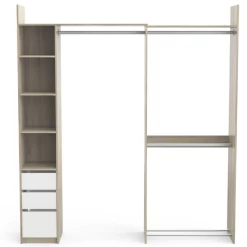 Verstelbare Kleerkast Swift 3 Kledingroedes, 3 Legplanken, 1 Schoenenrek, 1 Hoedenplank En 3 Lades-Kronberg Eik/mat Wit -Songmics Winkel Ontwerp zonder titel 2023 05 11T103129.760 8ac1