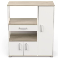 Microgolfkast Théa 3 Draaideuren, 1 Lade, 2 Legplanken En 2 Open Vakken-Kronberg Eik/mat Wit -Songmics Winkel Ontwerp zonder titel 2023 05 12T131657.663 a439