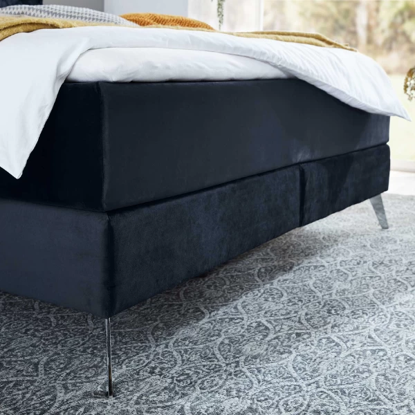 Tweepersoonsboxspring Janice 200x200cm - Donkerblauw 7 Tweepersoonsboxspring Janice 200x200cm - Donkerblauw - Afbeelding 5
