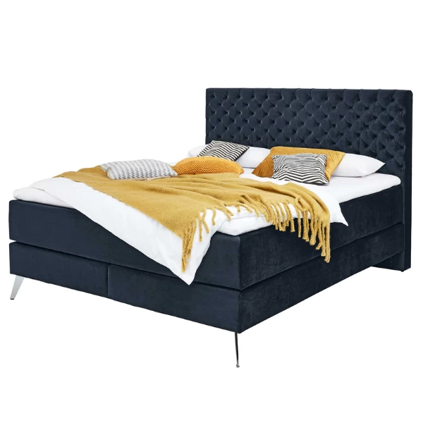 Tweepersoonsboxspring Janice 200x200cm - Donkerblauw 10 Tweepersoonsboxspring Janice 200x200cm - Donkerblauw - Afbeelding 8
