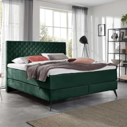 Tweepersoonsboxspring Janice 200x200cm - Donkergroen